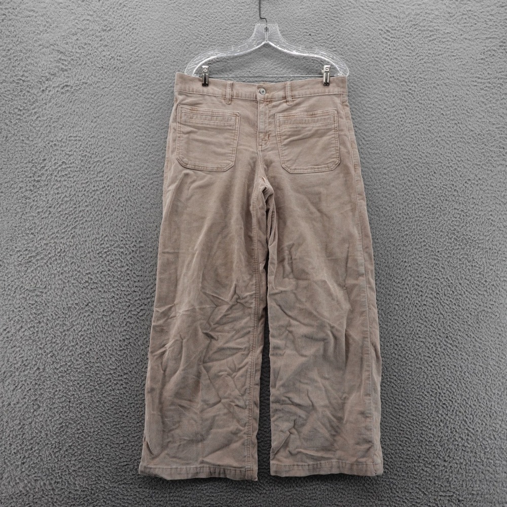 American Eagle‎ Tan Beige Corduroy Wide Leg High Rise Patch Pocket Pants Size 10